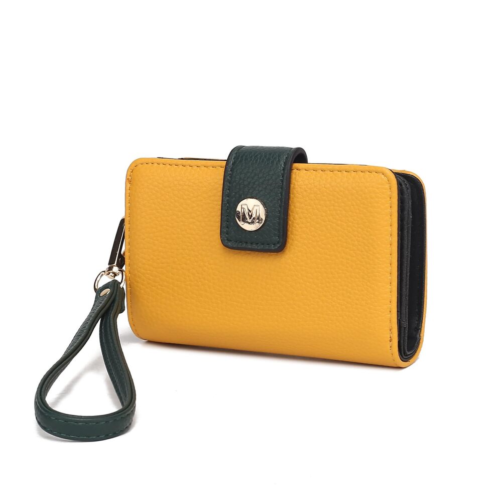 3606 Wristlet Wallet , Multi Compartment Color Block Wristlet Strap Purse